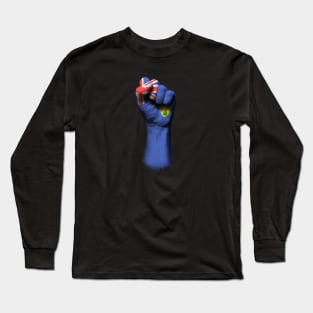 Flag of Turks and Caicos on a Raised Clenched Fist Long Sleeve T-Shirt